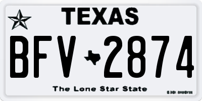 TX license plate BFV2874