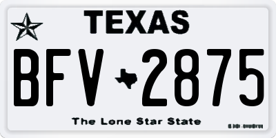 TX license plate BFV2875