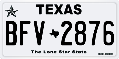 TX license plate BFV2876