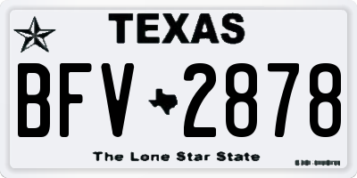 TX license plate BFV2878