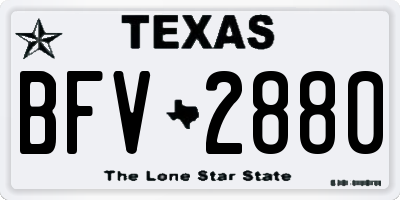 TX license plate BFV2880
