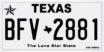TX license plate BFV2881