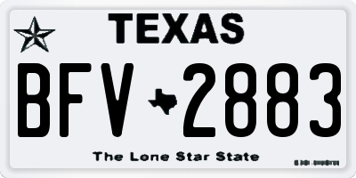 TX license plate BFV2883