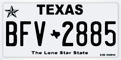 TX license plate BFV2885