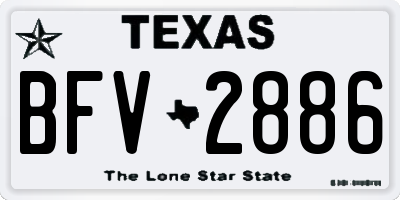 TX license plate BFV2886