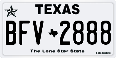 TX license plate BFV2888