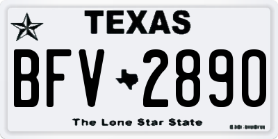 TX license plate BFV2890