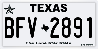 TX license plate BFV2891