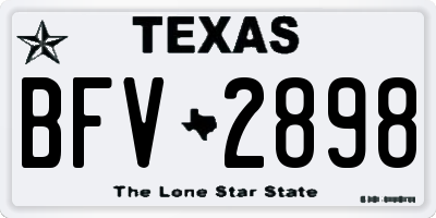 TX license plate BFV2898