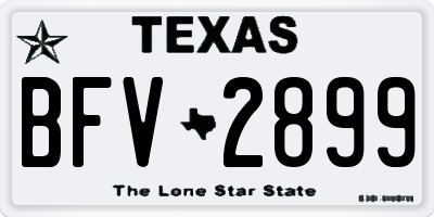 TX license plate BFV2899