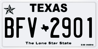 TX license plate BFV2901