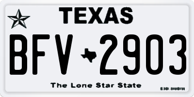 TX license plate BFV2903