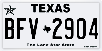 TX license plate BFV2904