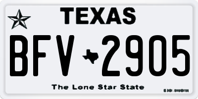 TX license plate BFV2905