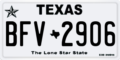 TX license plate BFV2906