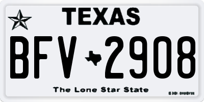 TX license plate BFV2908