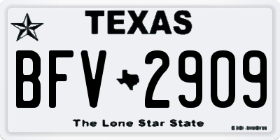 TX license plate BFV2909