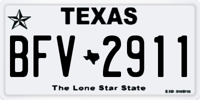 TX license plate BFV2911