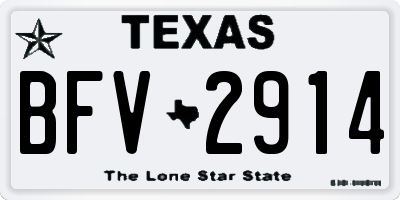 TX license plate BFV2914