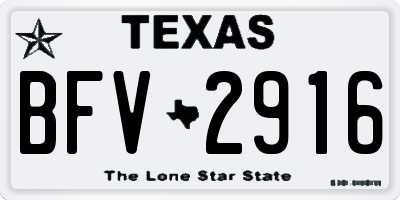TX license plate BFV2916