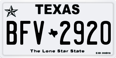 TX license plate BFV2920