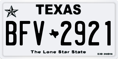 TX license plate BFV2921