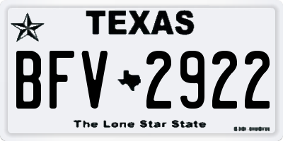 TX license plate BFV2922