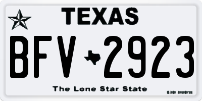 TX license plate BFV2923
