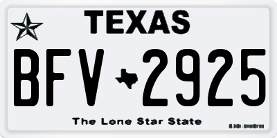 TX license plate BFV2925