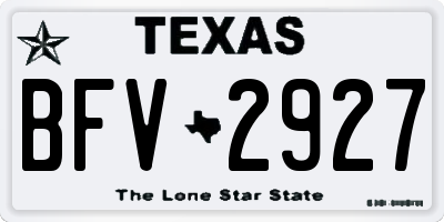TX license plate BFV2927