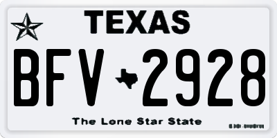 TX license plate BFV2928
