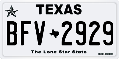 TX license plate BFV2929