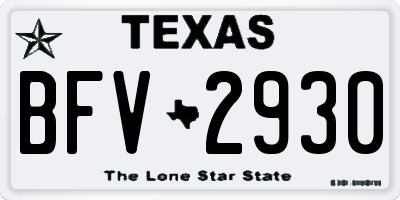 TX license plate BFV2930