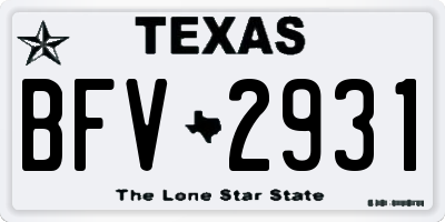 TX license plate BFV2931