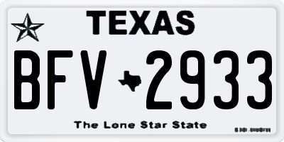 TX license plate BFV2933