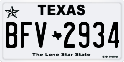 TX license plate BFV2934