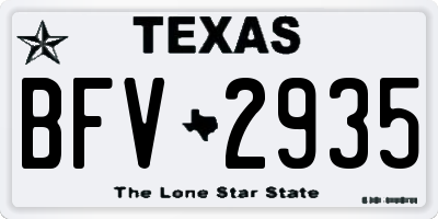 TX license plate BFV2935