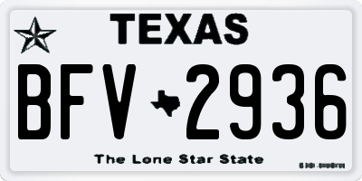 TX license plate BFV2936