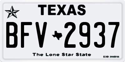 TX license plate BFV2937