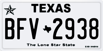 TX license plate BFV2938
