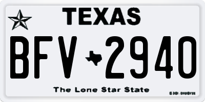 TX license plate BFV2940