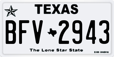 TX license plate BFV2943