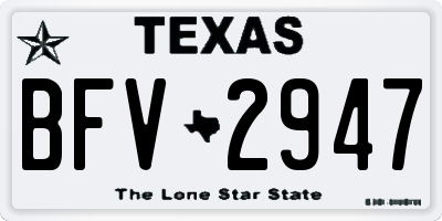 TX license plate BFV2947