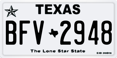 TX license plate BFV2948