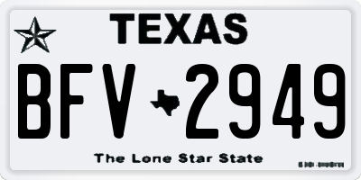 TX license plate BFV2949