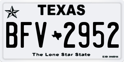TX license plate BFV2952