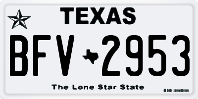 TX license plate BFV2953