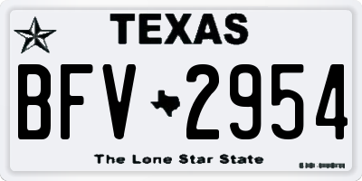 TX license plate BFV2954