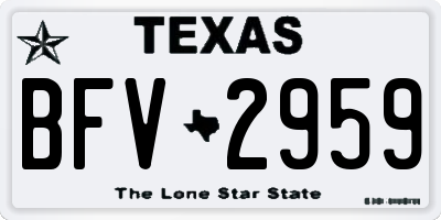 TX license plate BFV2959