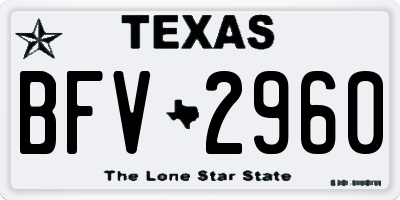 TX license plate BFV2960